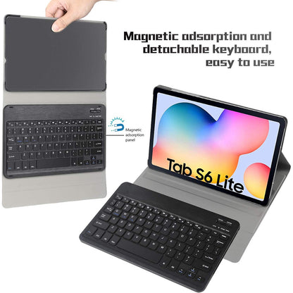 SK-P610 For Samsung Galaxy Tab S6 Lite (SM-P610) Detachable Bluetooth Keyboard PU Leather Protective Cover Anti-Fall Wireless Keyboard Case