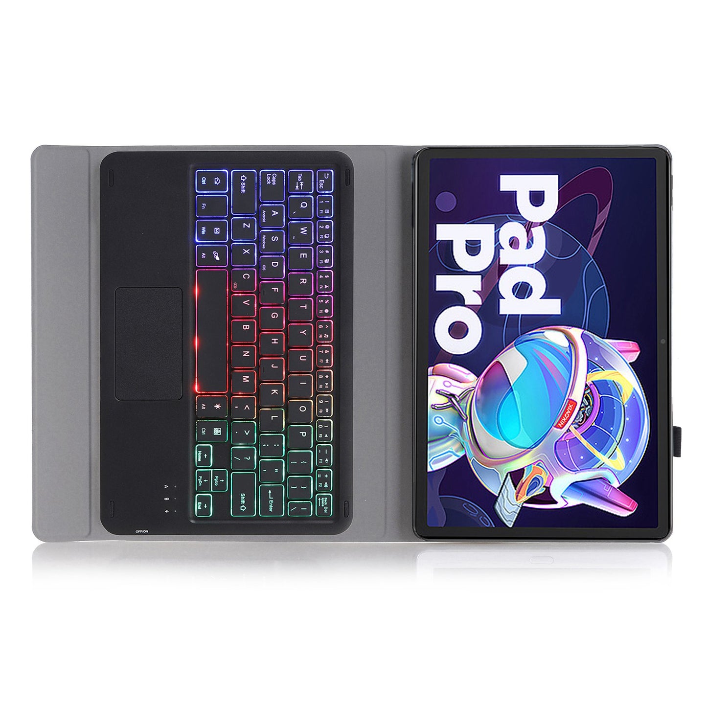 AM18-AS For Lenovo Pad Pro 2022 11.2-inch Detachable Bluetooth Keyboard Case with 3-Color Backlit / TouchPad Anti-Drop Protective Case