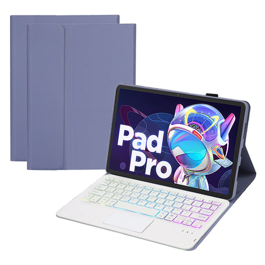 AM18-BS For Lenovo Pad Pro 2022 11.2-inch Protective Case with Detachable Bluetooth Keyboard 3-Color Backlit Wireless Keyboard Anti-Drop Case (Type-C Charging Port)