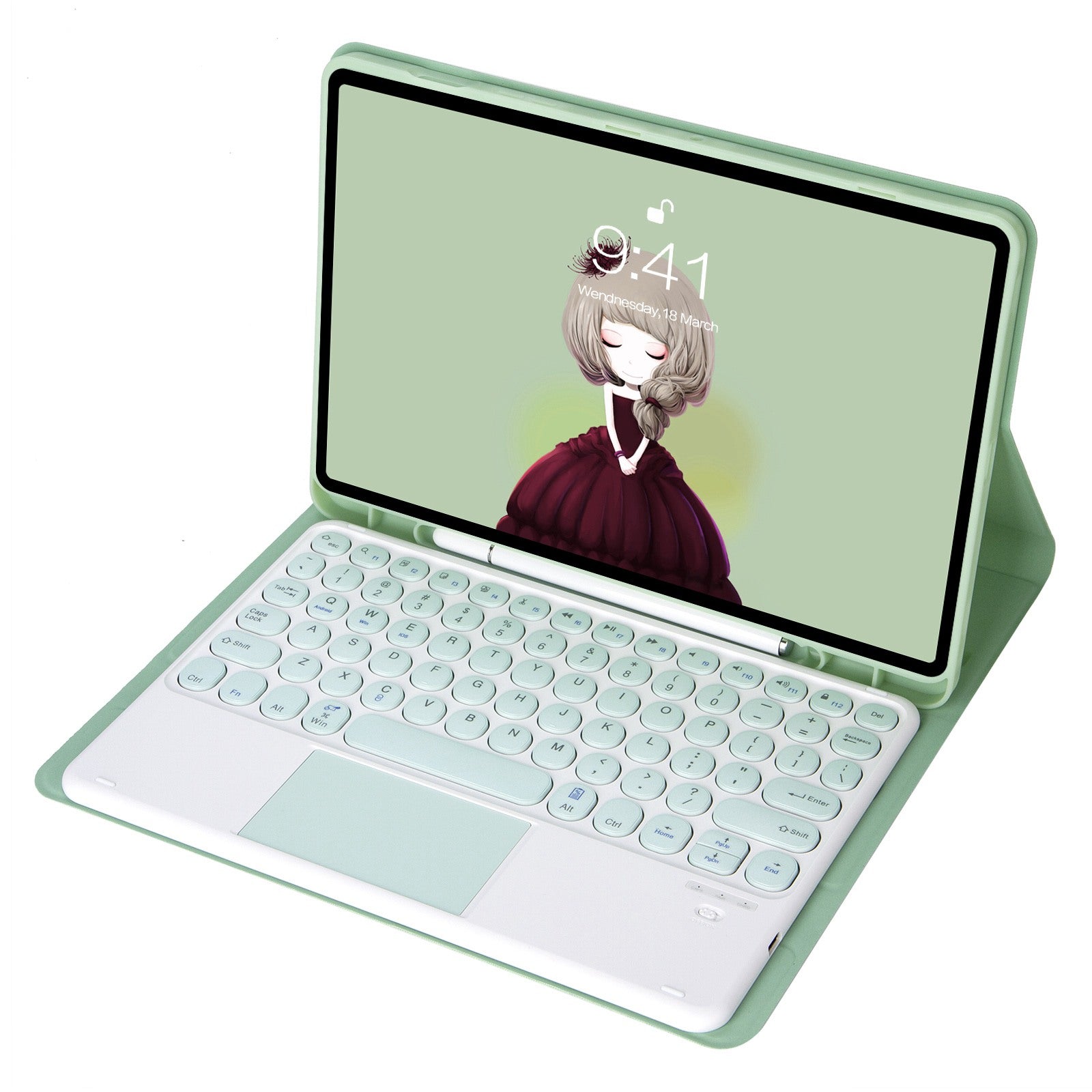 YT102B-A For iPad 10.2 (2019) / (2020) / (2021)  /  iPad Air 10.5 inch (2019)  /  iPad Pro 10.5-inch (2017) Bluetooth Keyboard with TouchPad Shockproof Stand Case with Pen Slot