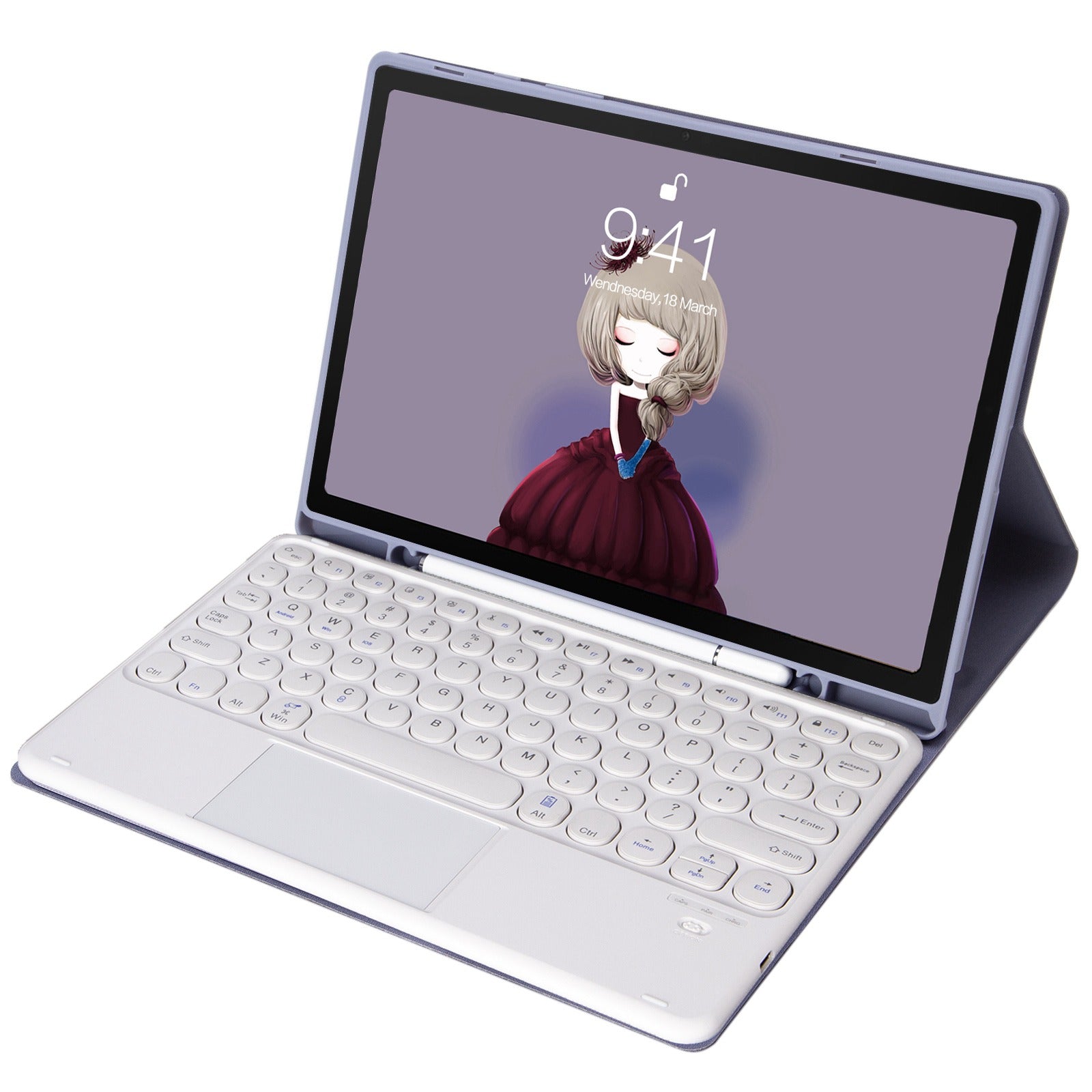 YT098B-A For iPad Air (2020) / (2022) Round Keys Wireless Bluetooth Keyboard with TouchPad, Skin Touch Shockproof Stand Case with Pen Slot