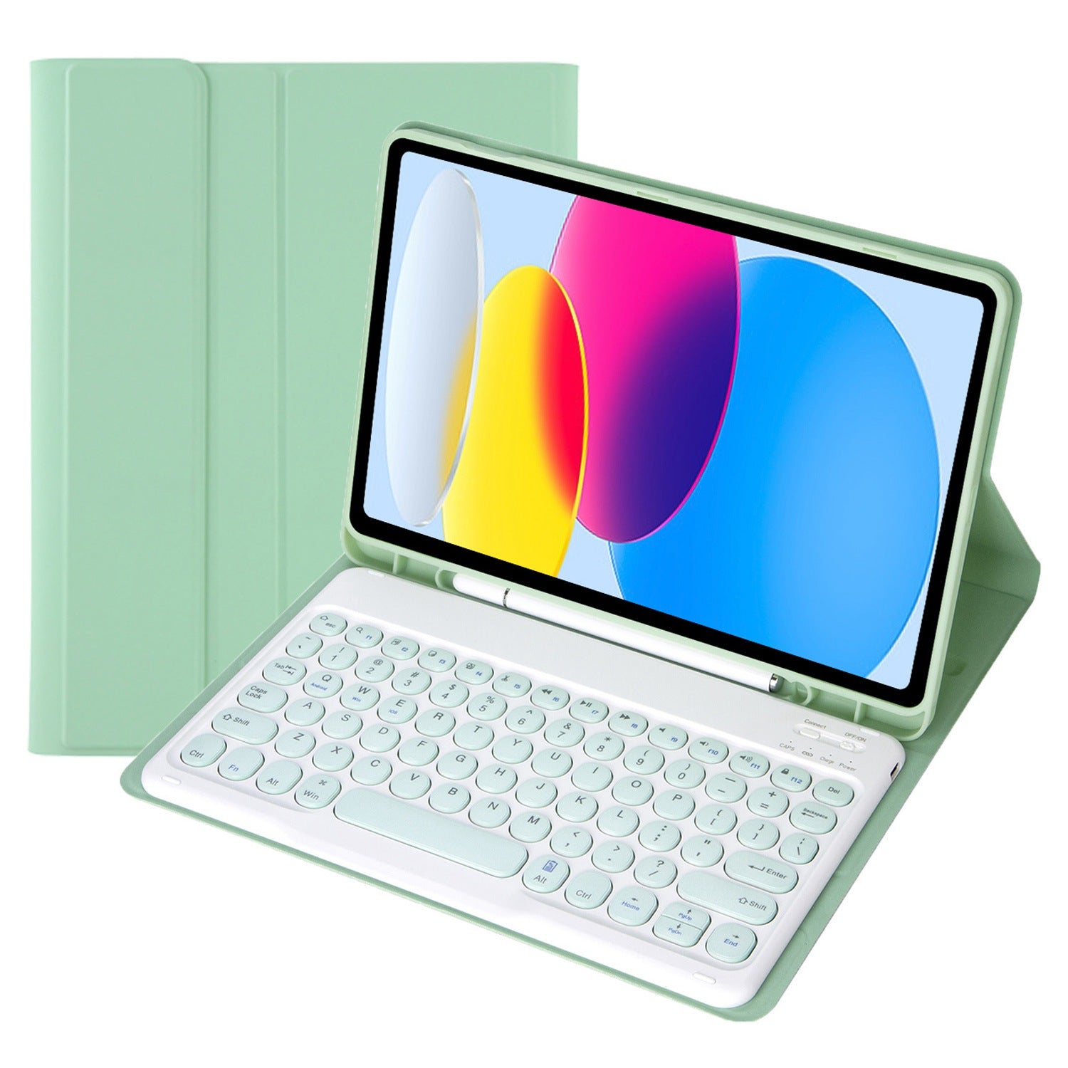 YA10B for iPad 10.9 (2022) Pen Slot Design Leather + TPU Tablet Shockproof Stand Cover with Round Keys Bluetooth Keyboard