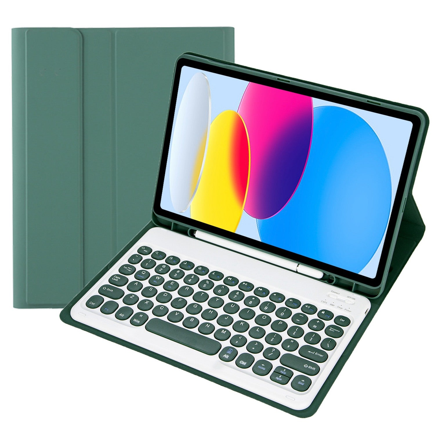 YA10B for iPad 10.9 (2022) Pen Slot Design Leather + TPU Tablet Shockproof Stand Cover with Round Keys Bluetooth Keyboard