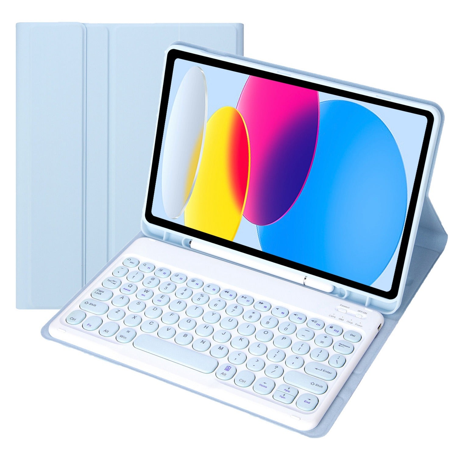 YA10B for iPad 10.9 (2022) Pen Slot Design Leather + TPU Tablet Shockproof Stand Cover with Round Keys Bluetooth Keyboard
