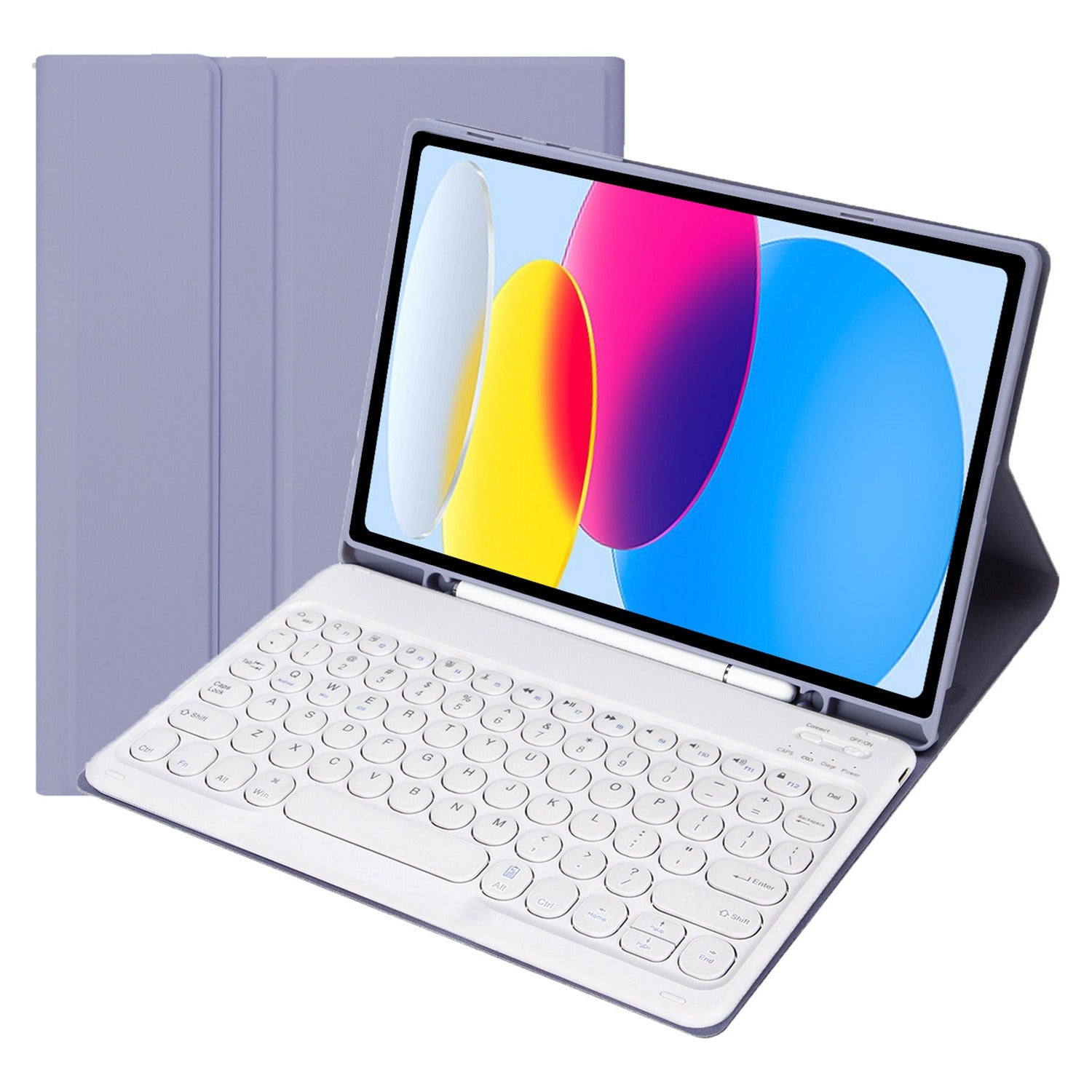 YA10B for iPad 10.9 (2022) Pen Slot Design Leather + TPU Tablet Shockproof Stand Cover with Round Keys Bluetooth Keyboard