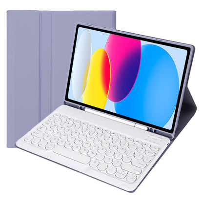 YA10B for iPad 10.9 (2022) Pen Slot Design Leather + TPU Tablet Shockproof Stand Cover with Round Keys Bluetooth Keyboard