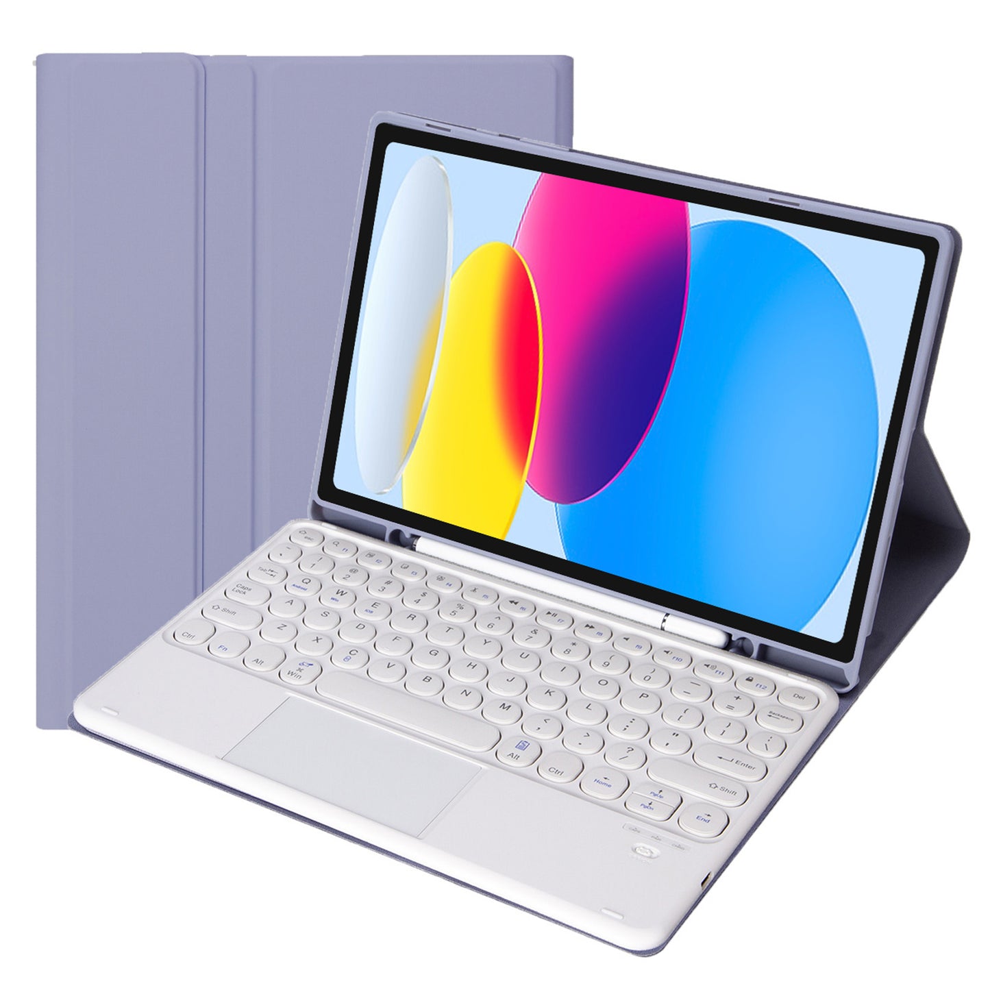 YA10B-A for iPad 10.9 (2022) Leather + TPU Tablet Stylus Holder Protective Cover with Round Keys Design Touchpad Bluetooth Keyboard