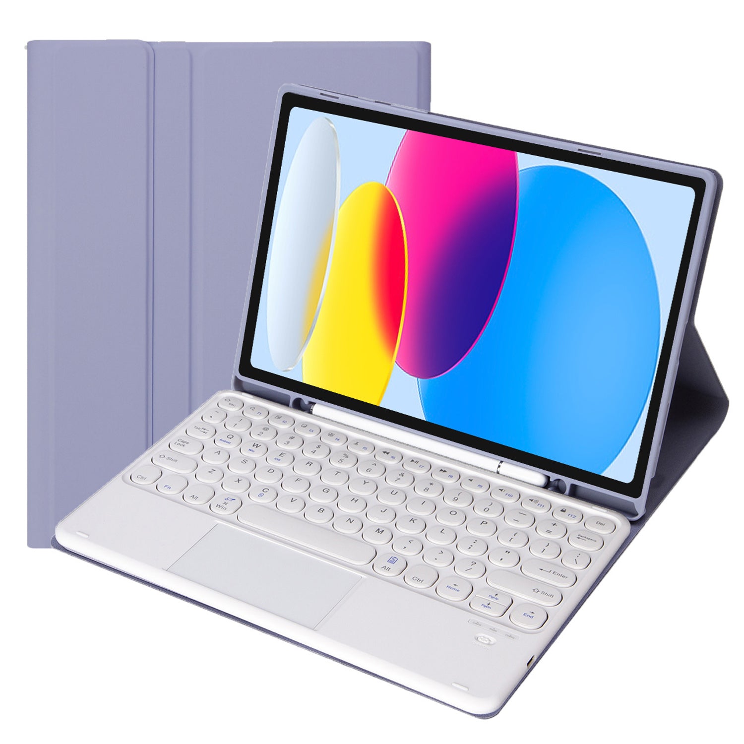 YA10B-A for iPad 10.9 (2022) Leather + TPU Tablet Stylus Holder Protective Cover with Round Keys Design Touchpad Bluetooth Keyboard