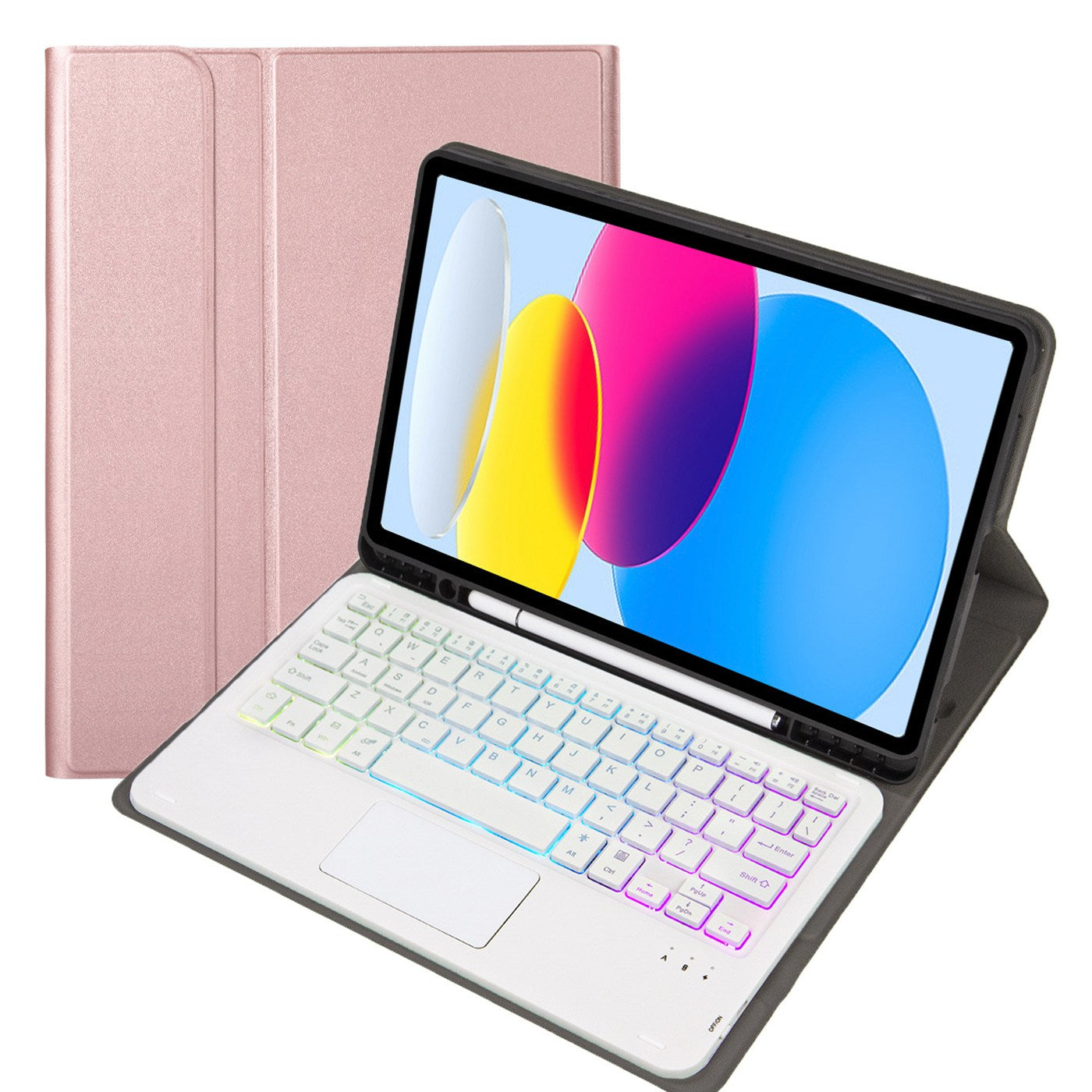 A10B-AS for iPad 10.9 (2022) Pen Slot Design Leather + TPU Tablet Stand Cover + Detachable Backlit Bluetooth Keyboard with Touchpad