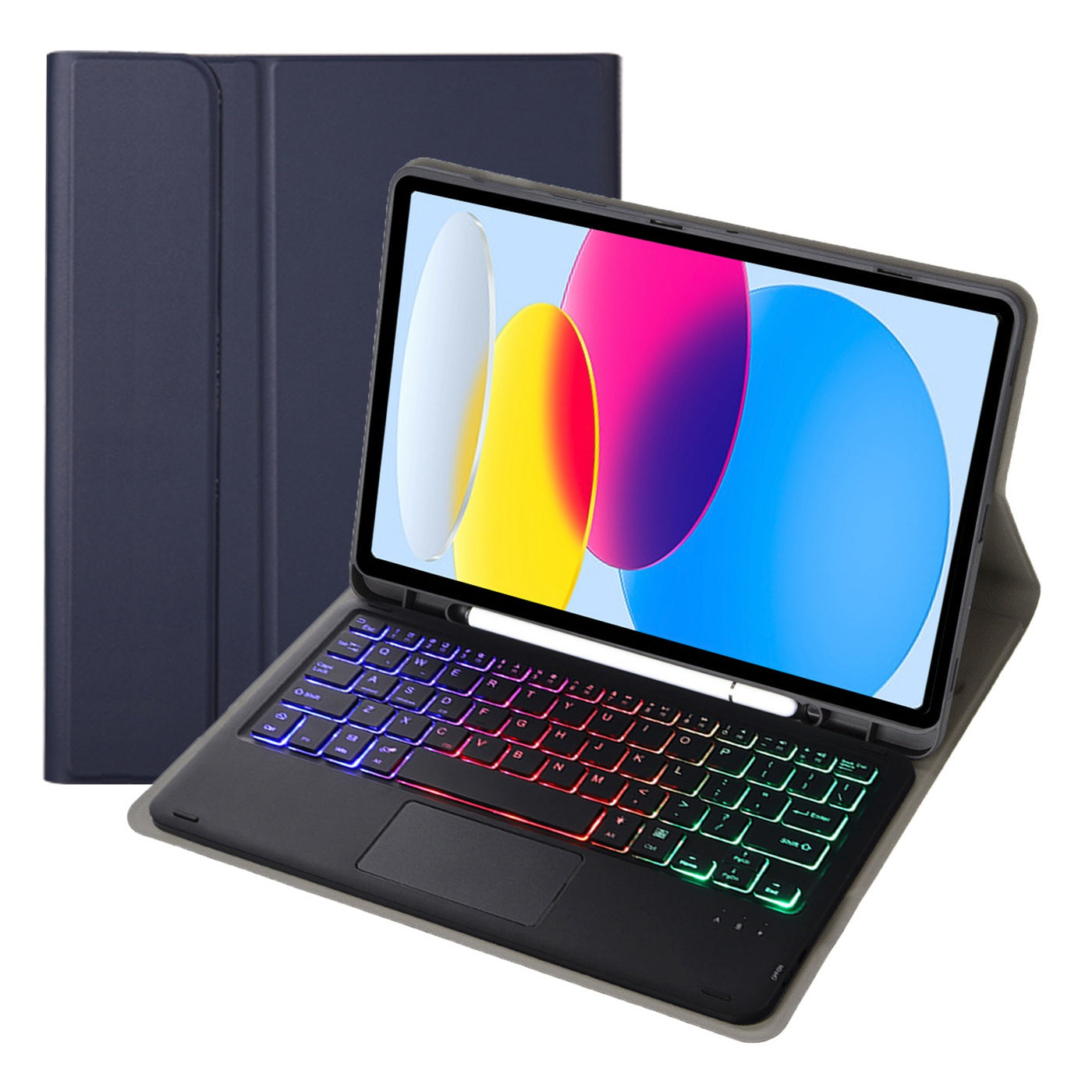 A10B-AS for iPad 10.9 (2022) Pen Slot Design Leather + TPU Tablet Stand Cover + Detachable Backlit Bluetooth Keyboard with Touchpad