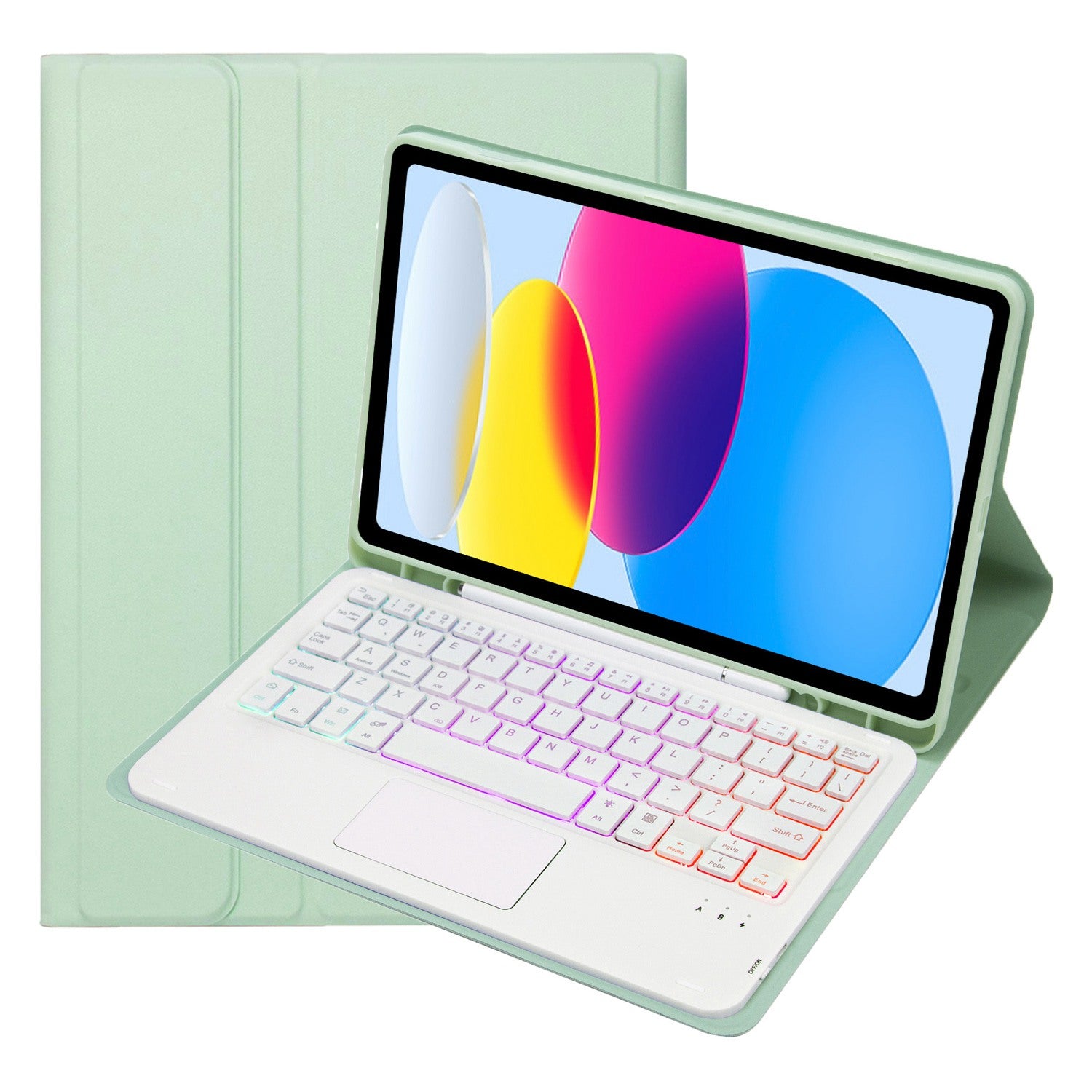 A10B-AS for iPad 10.9 (2022) Pen Slot Design Leather + TPU Tablet Stand Cover + Detachable Backlit Bluetooth Keyboard with Touchpad