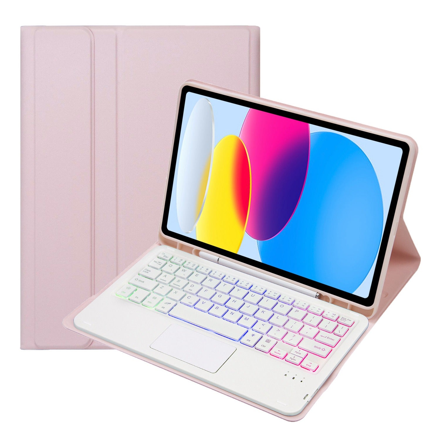 A10B-AS for iPad 10.9 (2022) Pen Slot Design Leather + TPU Tablet Stand Cover + Detachable Backlit Bluetooth Keyboard with Touchpad