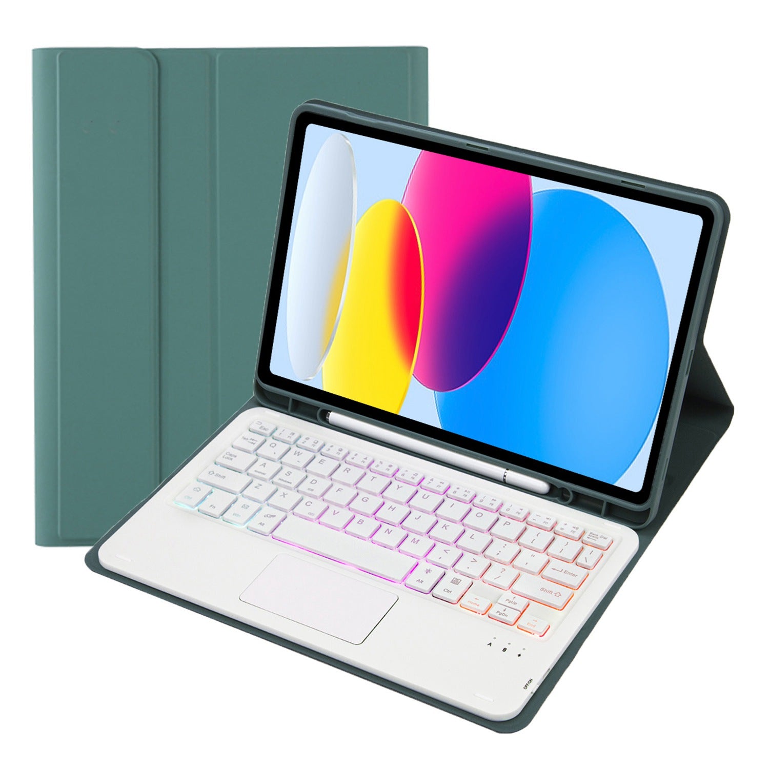 A10B-AS for iPad 10.9 (2022) Pen Slot Design Leather + TPU Tablet Stand Cover + Detachable Backlit Bluetooth Keyboard with Touchpad