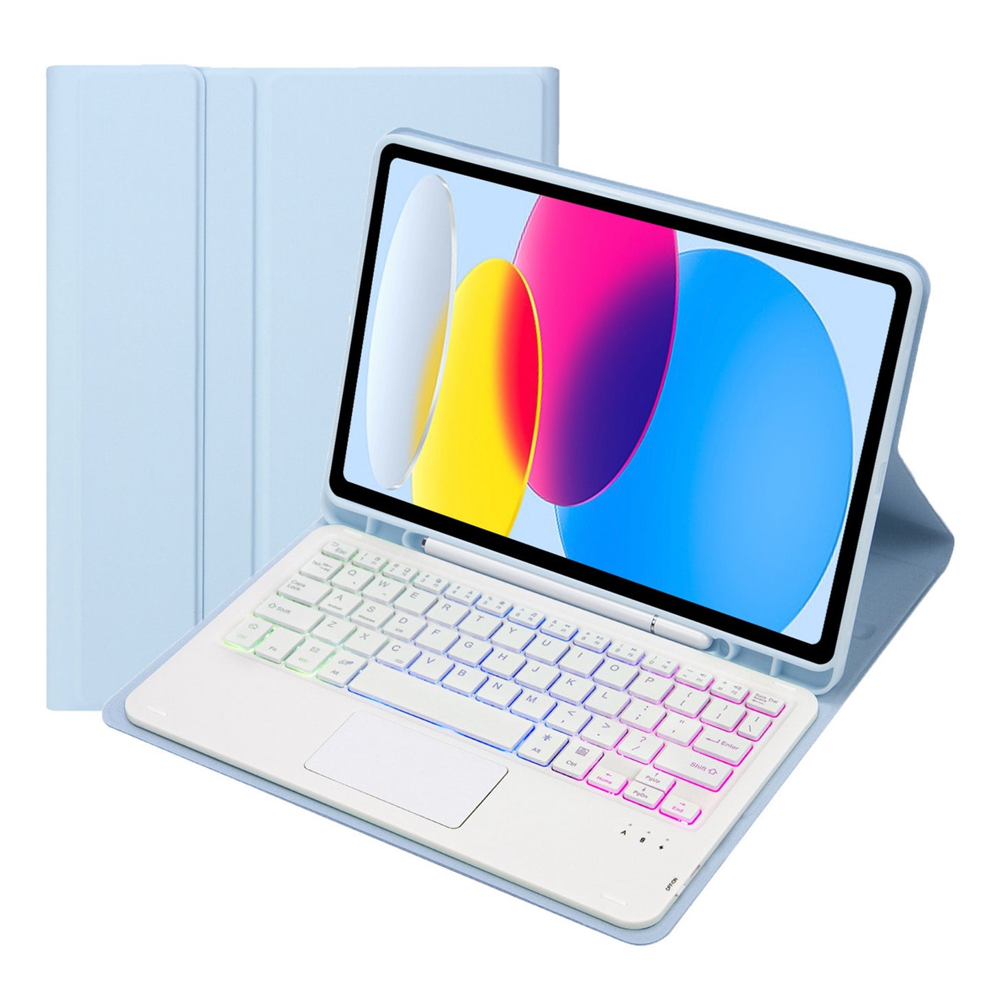 A10B-AS for iPad 10.9 (2022) Pen Slot Design Leather + TPU Tablet Stand Cover + Detachable Backlit Bluetooth Keyboard with Touchpad