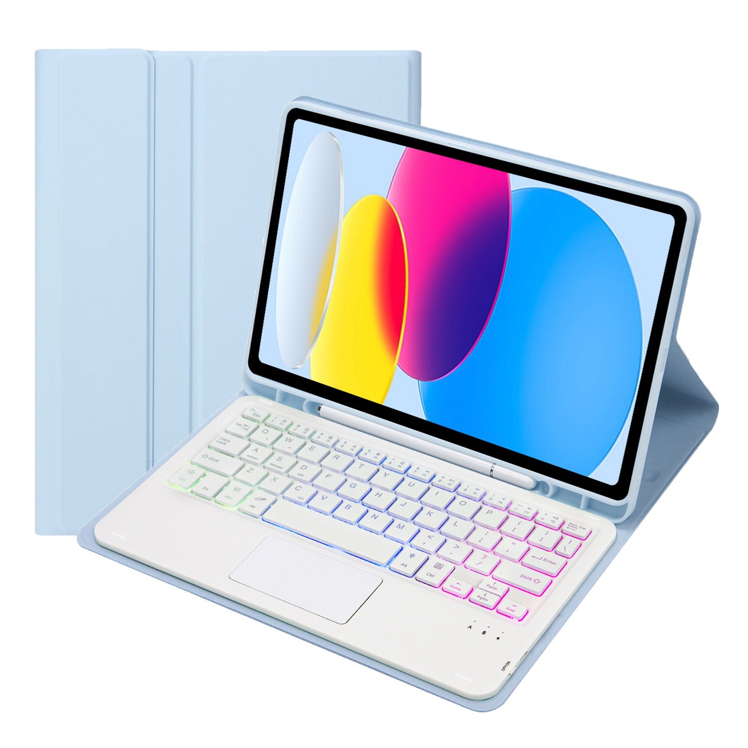 A10B-AS for iPad 10.9 (2022) Pen Slot Design Leather + TPU Tablet Stand Cover + Detachable Backlit Bluetooth Keyboard with Touchpad