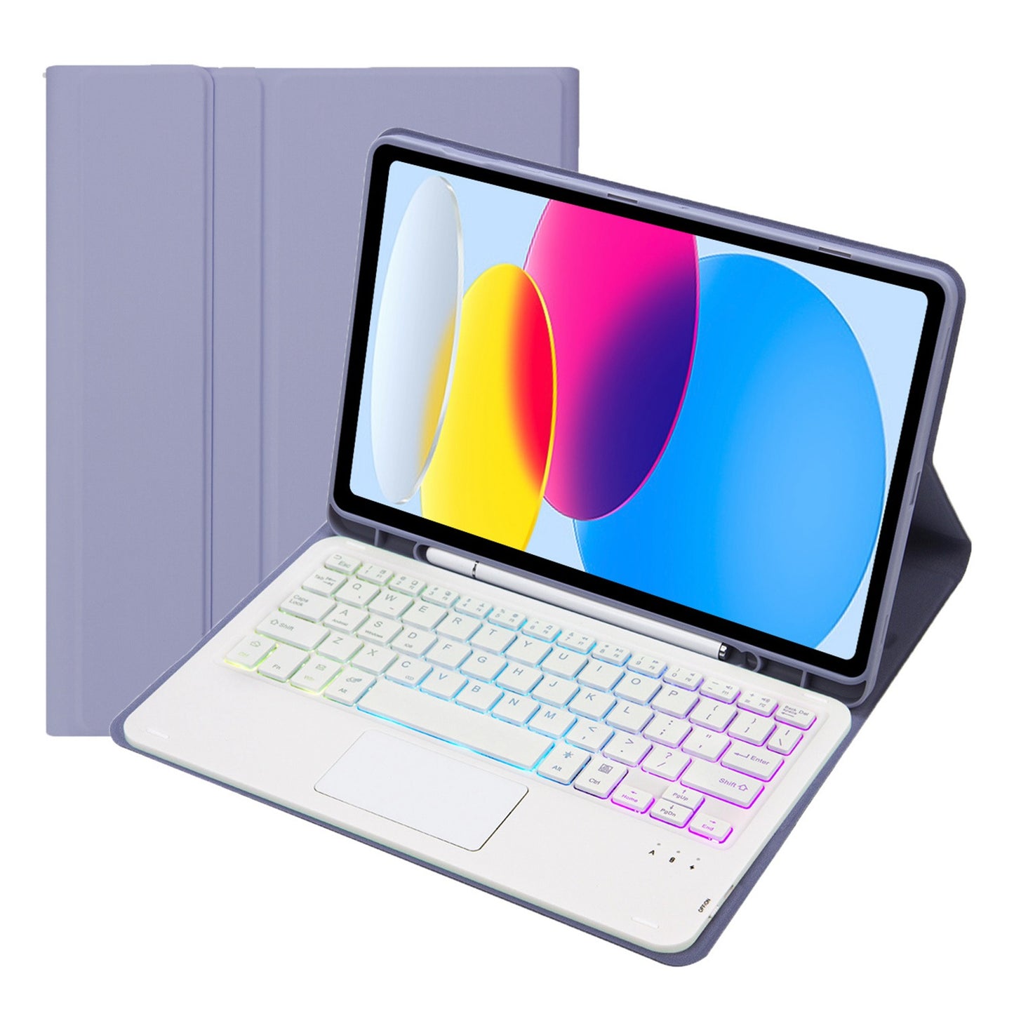 A10B-AS for iPad 10.9 (2022) Pen Slot Design Leather + TPU Tablet Stand Cover + Detachable Backlit Bluetooth Keyboard with Touchpad