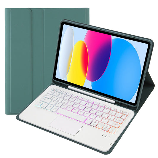 A10B-AS for iPad 10.9 (2022) Leather + TPU Pen Slot Design Tablet Protective Shell Foldable Stand Cover with Touchpad Bluetooth Keyboard