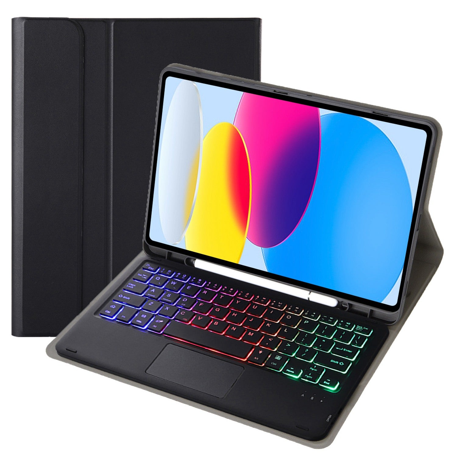 A10B-AS for iPad 10.9 (2022) Leather + TPU Pen Slot Design Tablet Protective Shell Foldable Stand Cover with Touchpad Bluetooth Keyboard
