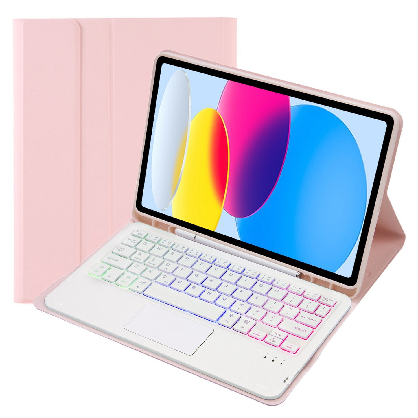 A10B-AS for iPad 10.9 (2022) Leather + TPU Pen Slot Design Tablet Protective Shell Foldable Stand Cover with Touchpad Bluetooth Keyboard