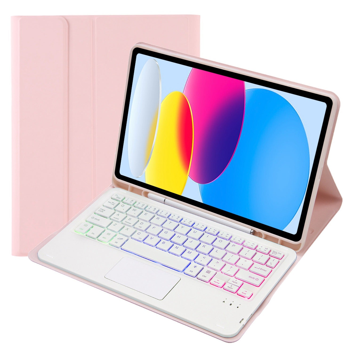 A10B-AS for iPad 10.9 (2022) Leather + TPU Pen Slot Design Tablet Protective Shell Foldable Stand Cover with Touchpad Bluetooth Keyboard