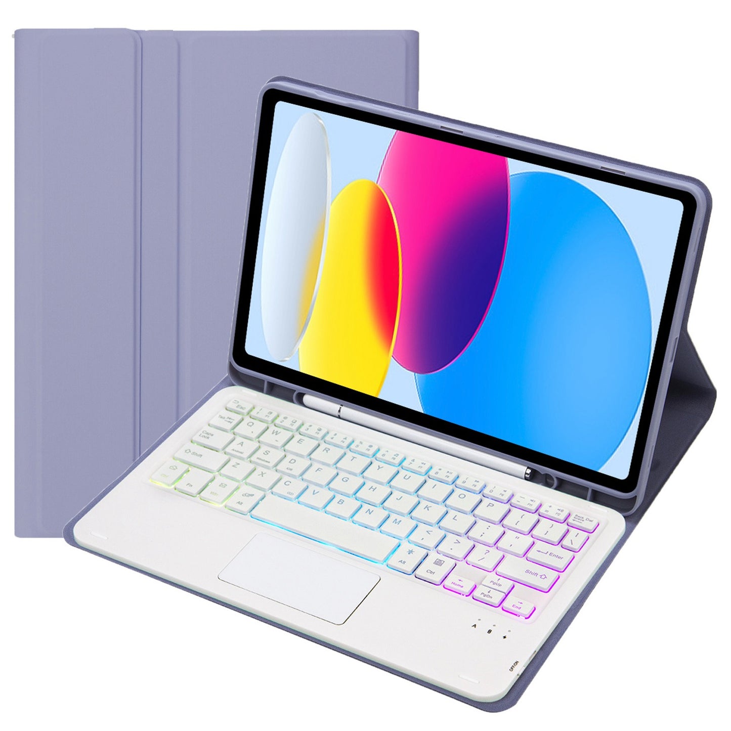 A10B-AS for iPad 10.9 (2022) Leather + TPU Pen Slot Design Tablet Protective Shell Foldable Stand Cover with Touchpad Bluetooth Keyboard