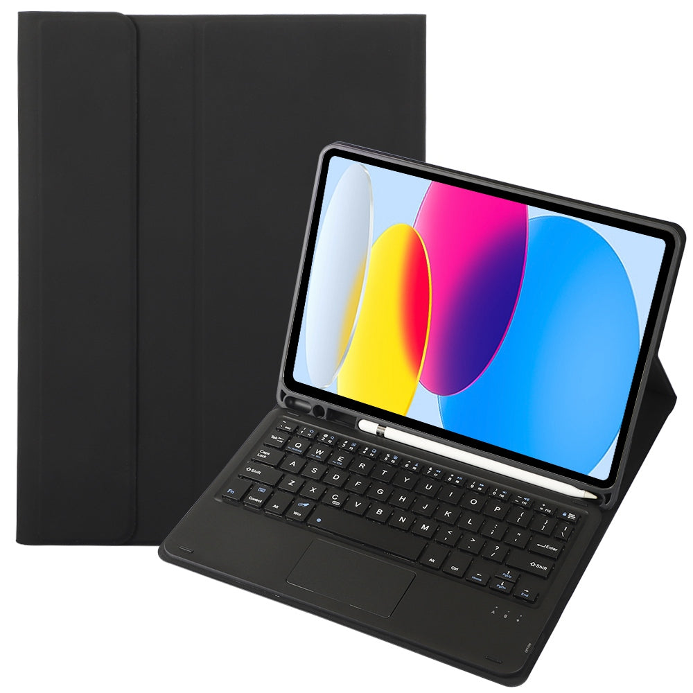 A10B-A for iPad 10.9 (2022) Candy Color Pen Slot Design Leather + TPU Tablet Stand Cover with Touchpad Bluetooth Keyboard