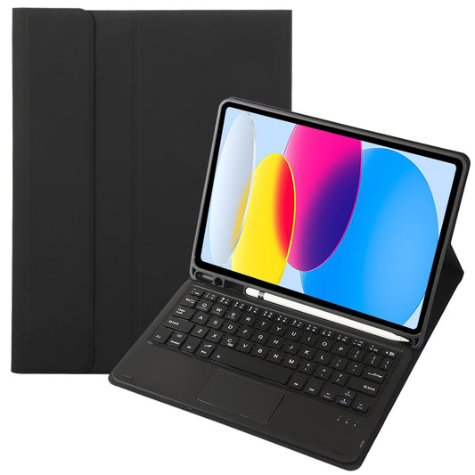 A10B-A for iPad 10.9 (2022) Candy Color Pen Slot Design Leather + TPU Tablet Stand Cover with Touchpad Bluetooth Keyboard