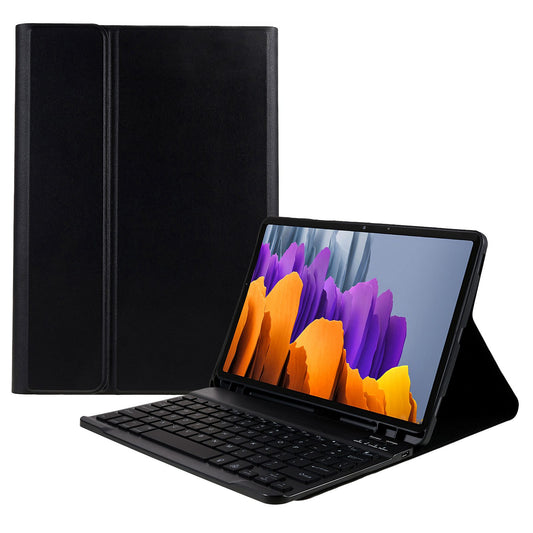 SK-T870 For Samsung Galaxy Tab S7 T870 / T875 / Tab S8 X700 Colorful Backlights Keyboard Case PU Leather Folio Stand Smart Cover with Removable Bluetooth Keyboard