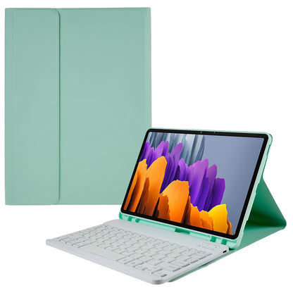 SK-T870 For Samsung Galaxy Tab S7 T870 / T875 / Tab S8 X700 Colorful Backlights Keyboard Case PU Leather Folio Stand Smart Cover with Removable Bluetooth Keyboard