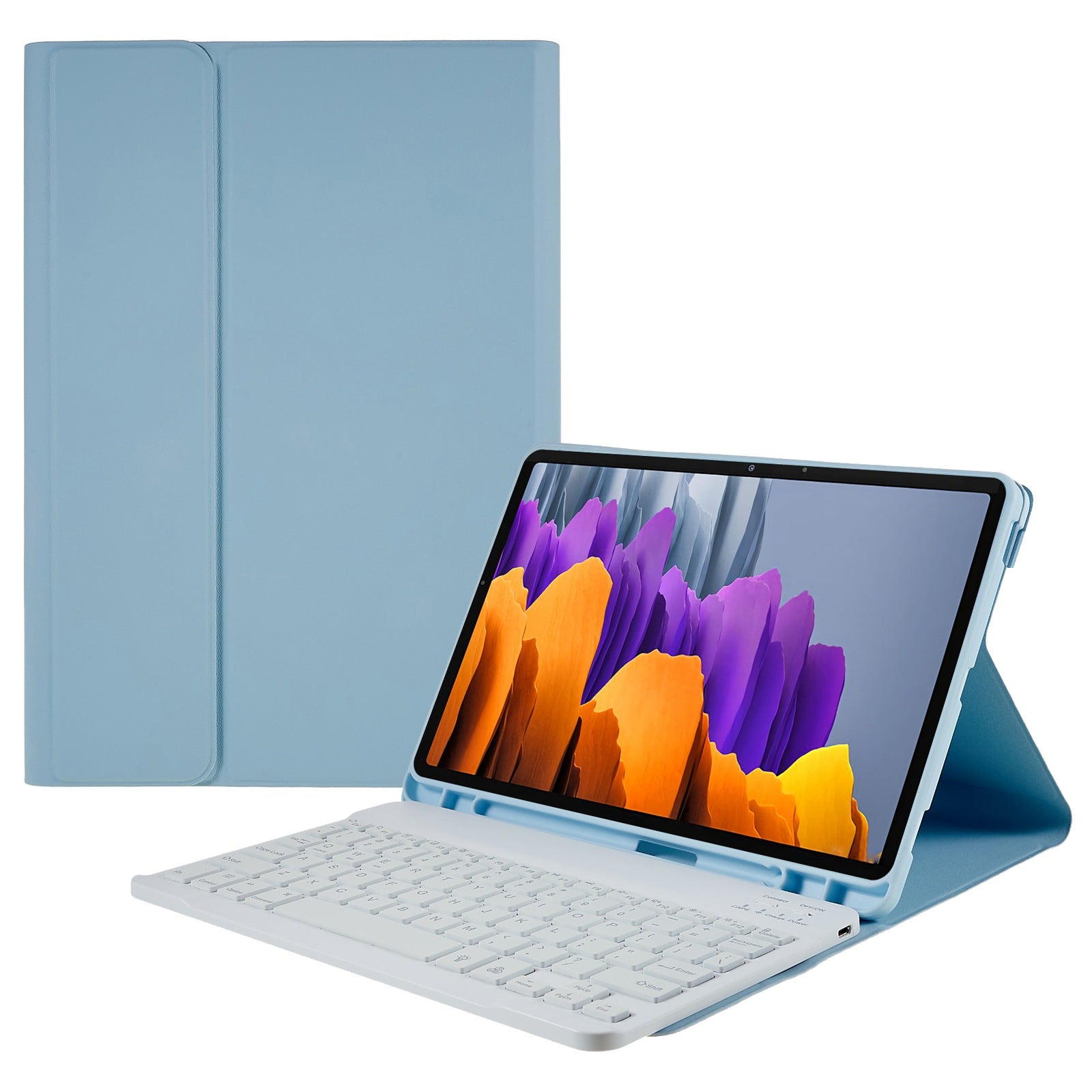 SK-T870 For Samsung Galaxy Tab S7 T870 / T875 / Tab S8 X700 Colorful Backlights Keyboard Case PU Leather Folio Stand Smart Cover with Removable Bluetooth Keyboard
