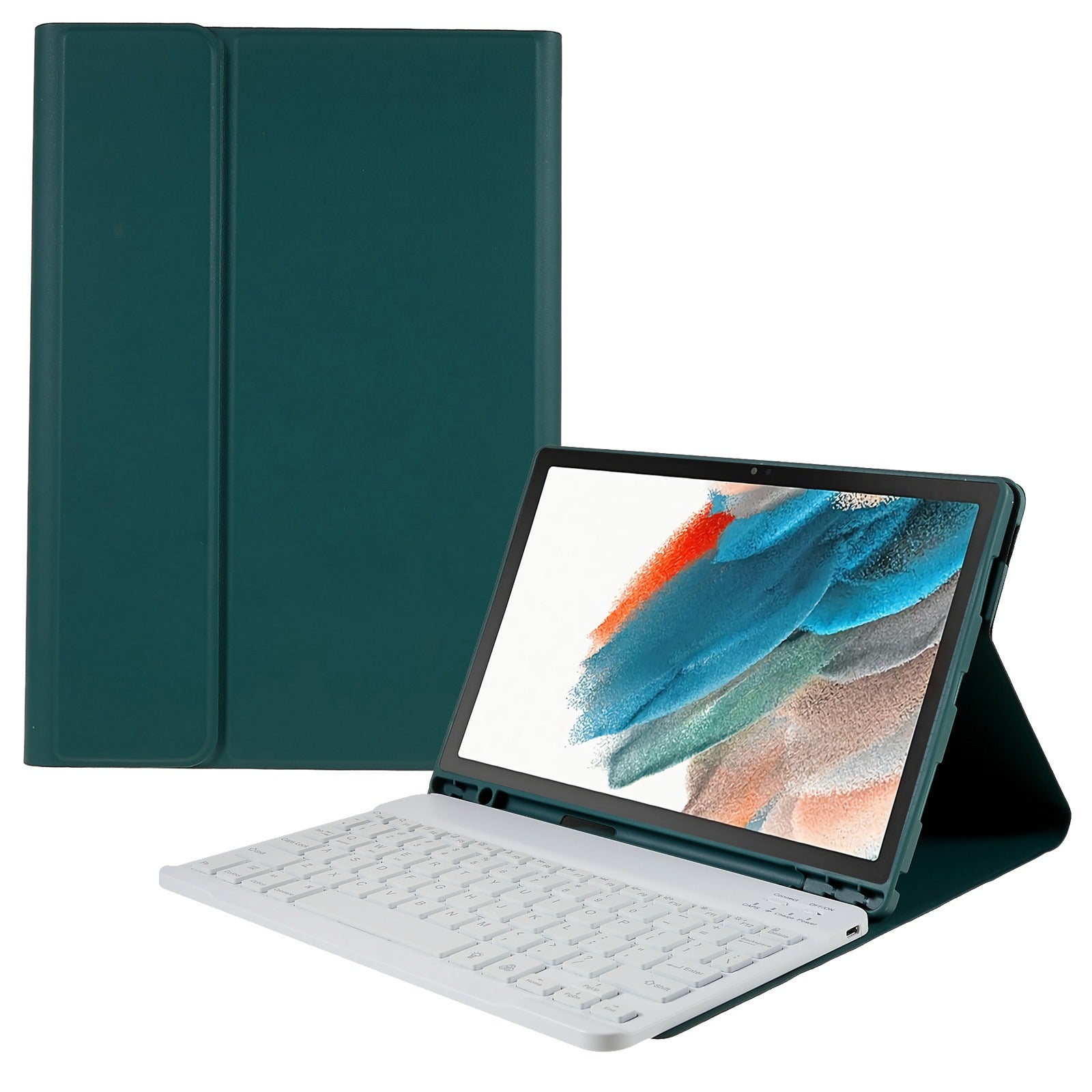 SK-X205 For Samsung Galaxy Tab A8 10.5 (2021) X205 / X200 Keyboard Case Detachable Wireless Bluetooth 7-Color Backlit Keyboard with PU Leather Folio Stand Cover
