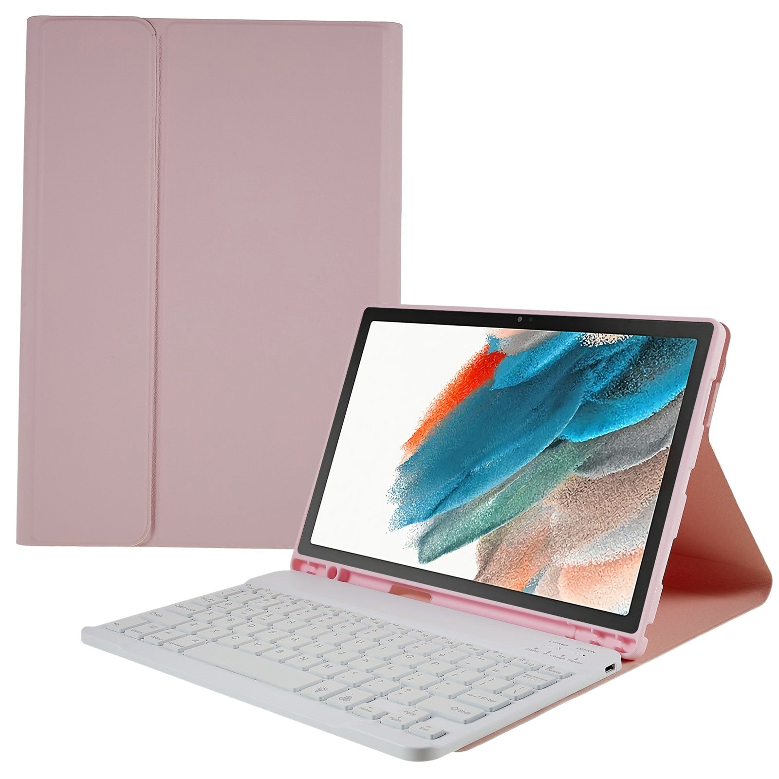 SK-X205 For Samsung Galaxy Tab A8 10.5 (2021) X205 / X200 Keyboard Case Detachable Wireless Bluetooth 7-Color Backlit Keyboard with PU Leather Folio Stand Cover