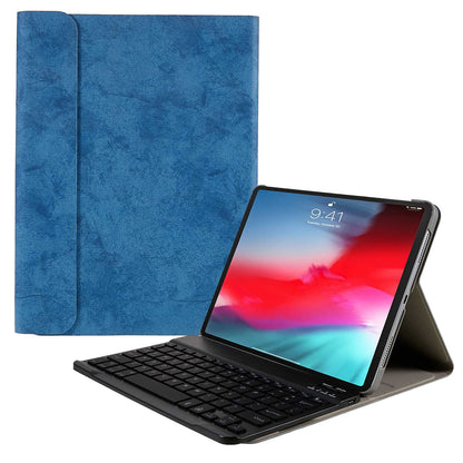 SK-1101 For iPad Pro 11-inch (2018) / iPad Air (2020) / (2022) Cloth Texture Keyboard Case PU Leather Stand Folio Smart Cover with 7 Colors Backlit Detachable Bluetooth Keyboard
