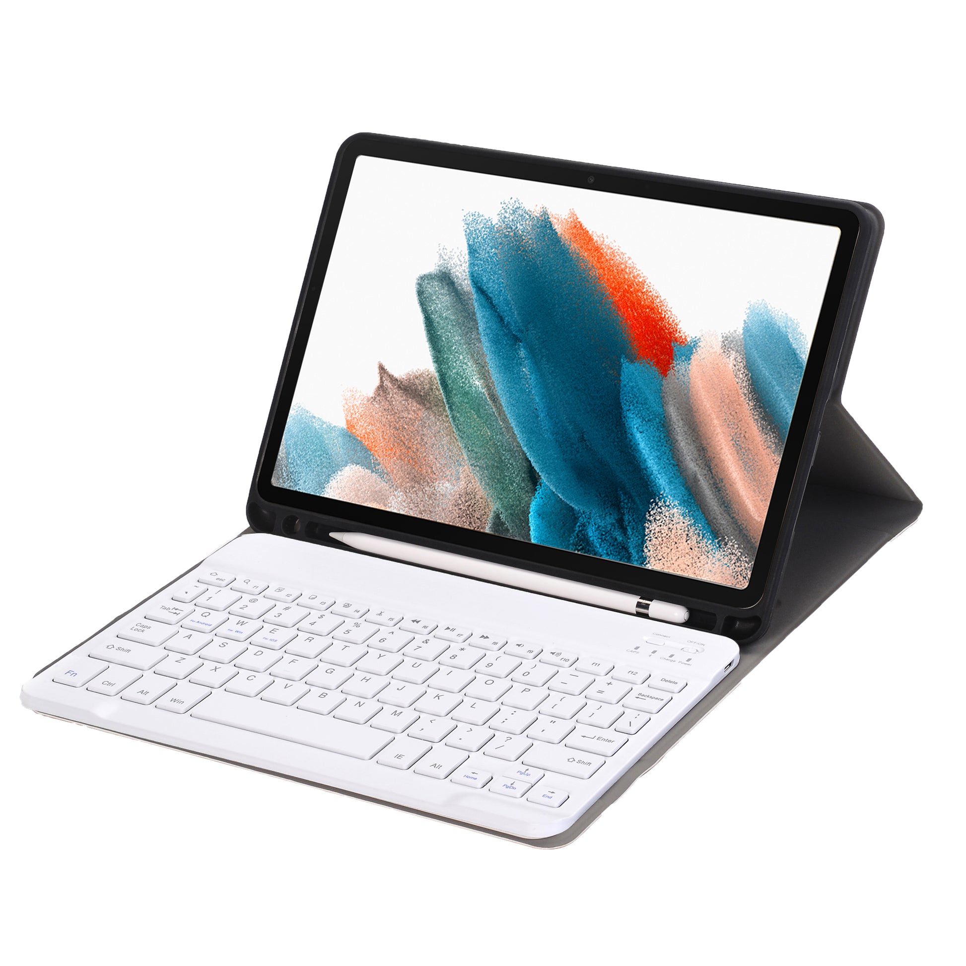 A08B For Samsung Galaxy Tab A8 10.5 (2021) SM-X205 / X200 Pen Slot Design PU Leather+TPU Tablet Stand Case with Bluetooth Keyboard