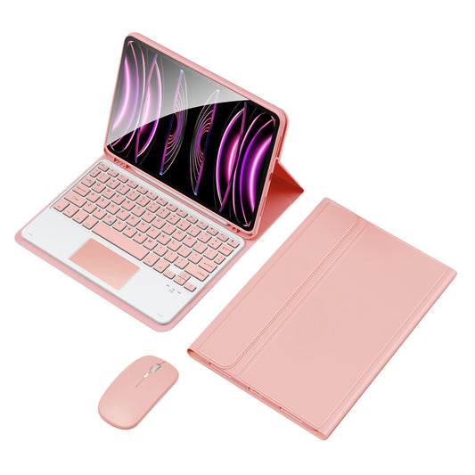 TP-1099 For iPad 10.9 (2022) Wireless Keyboard Case with Mouse, PU Leather Folio Flip Cover Bluetooth Keyboard Case