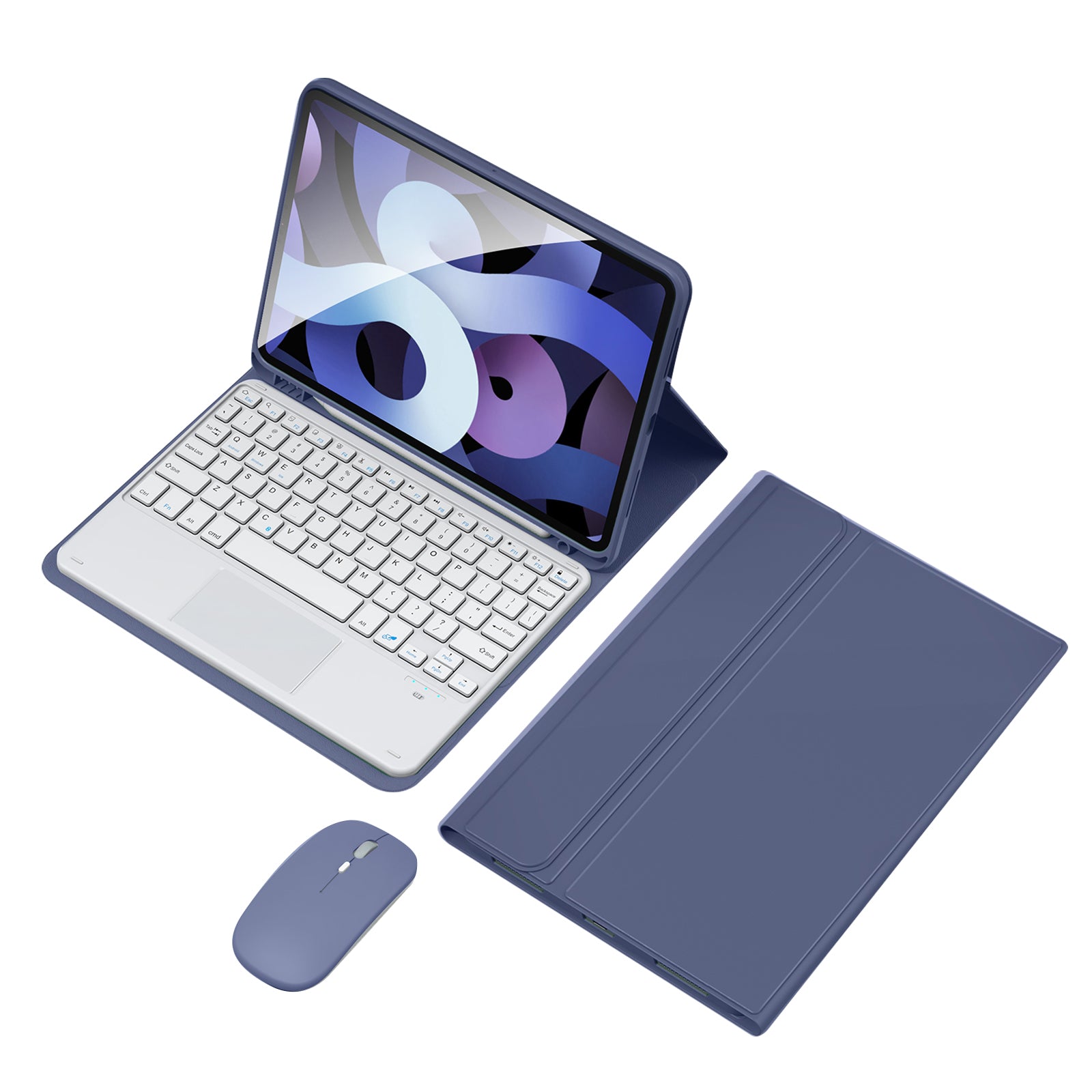 TP-1099 For iPad 10.9 (2022) Wireless Keyboard Case with Mouse, PU Leather Folio Flip Cover Bluetooth Keyboard Case