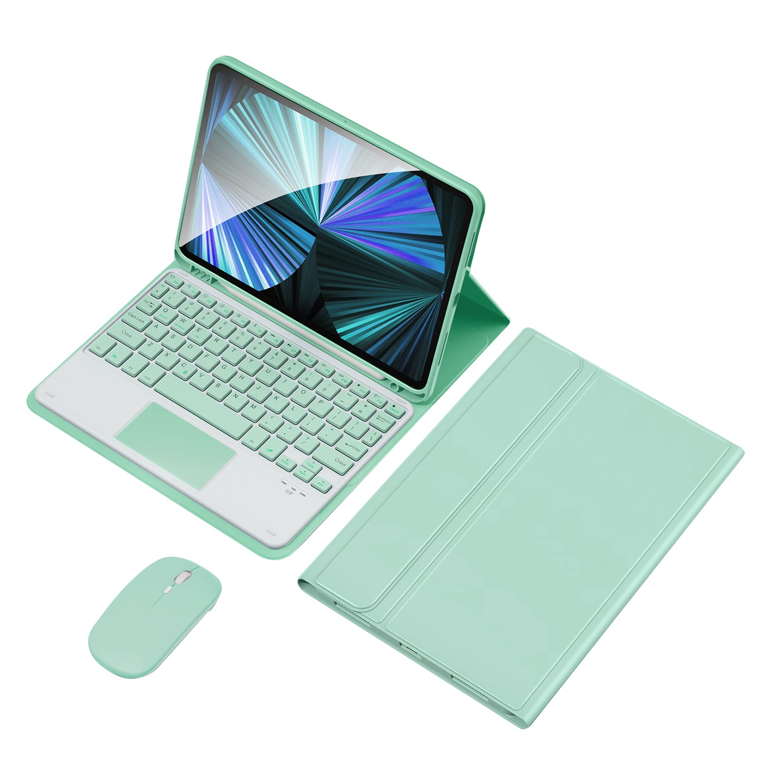 TP-1099 For iPad 10.9 (2022) Wireless Keyboard Case with Mouse, PU Leather Folio Flip Cover Bluetooth Keyboard Case