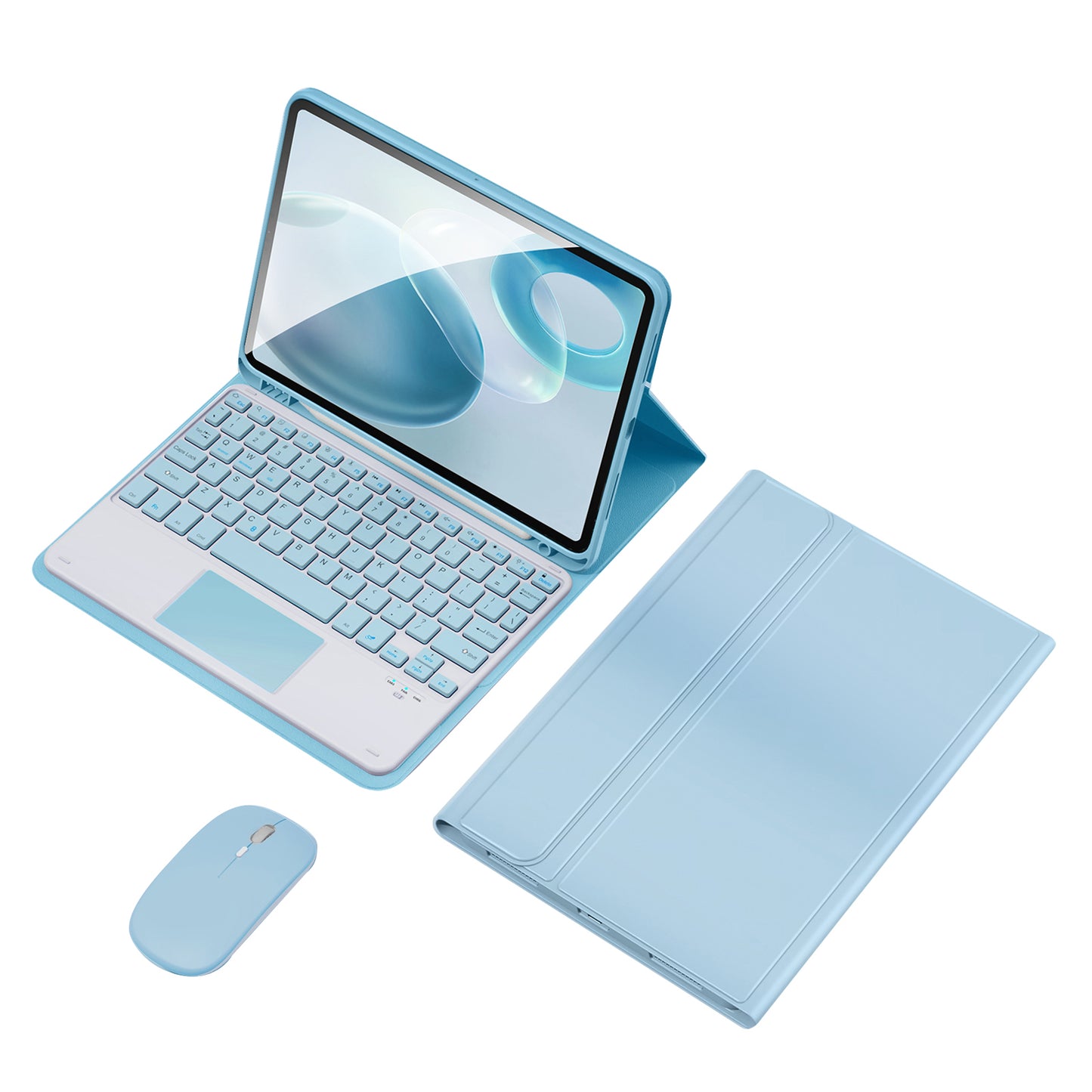 TP-1099 For iPad 10.9 (2022) Wireless Keyboard Case with Mouse, PU Leather Folio Flip Cover Bluetooth Keyboard Case