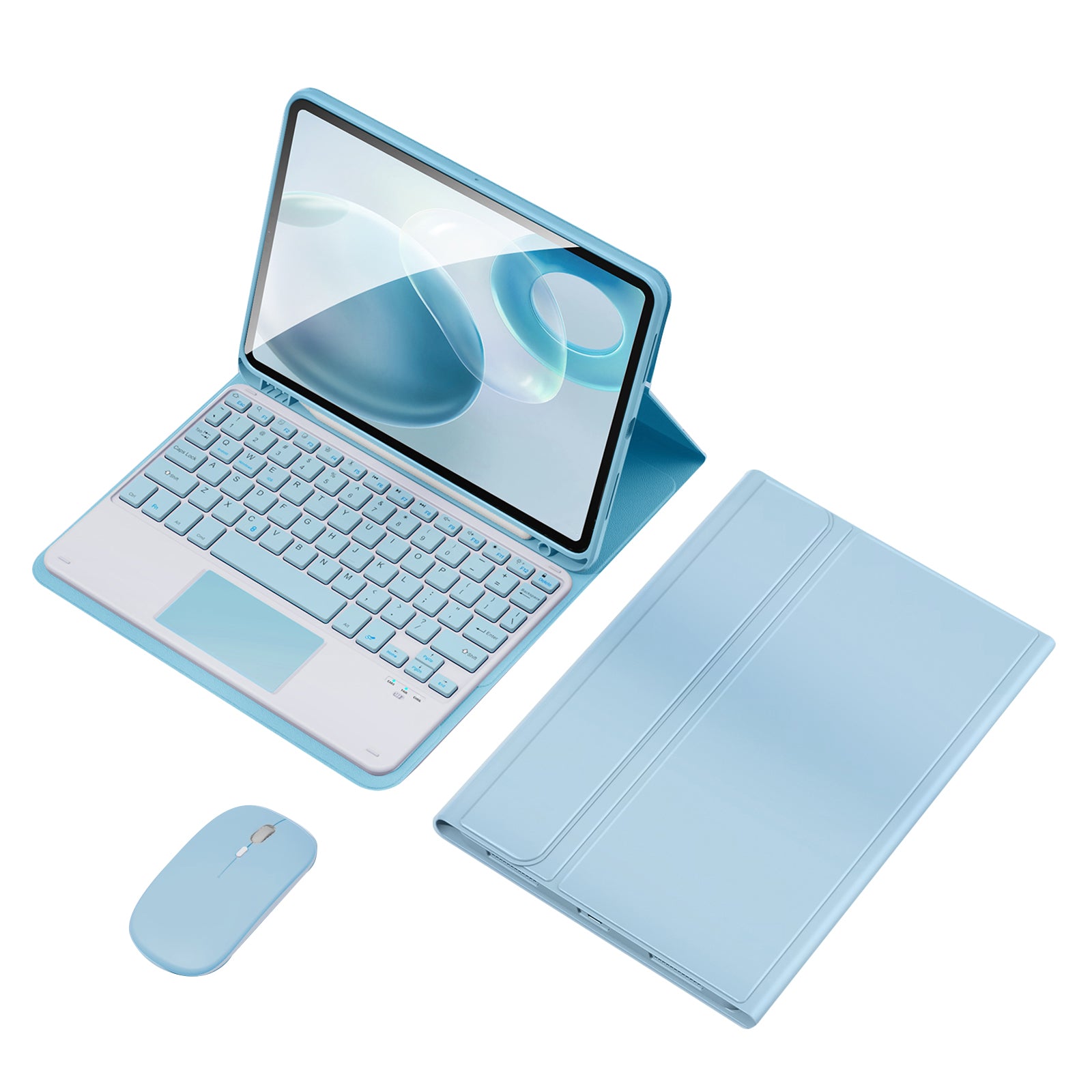 TP-1099 For iPad 10.9 (2022) Wireless Keyboard Case with Mouse, PU Leather Folio Flip Cover Bluetooth Keyboard Case