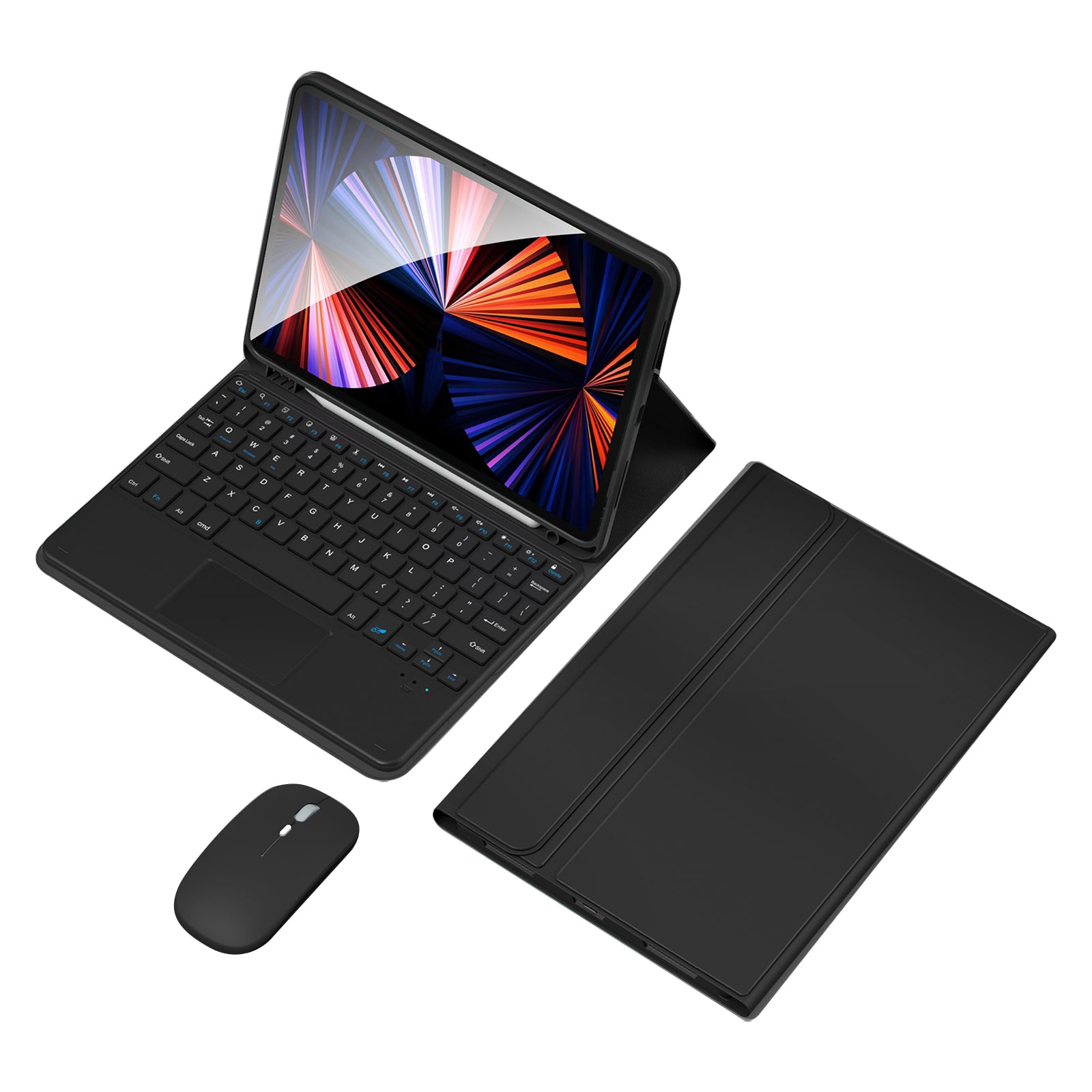 TP-1099 For iPad 10.9 (2022) Wireless Keyboard Case with Mouse, PU Leather Folio Flip Cover Bluetooth Keyboard Case