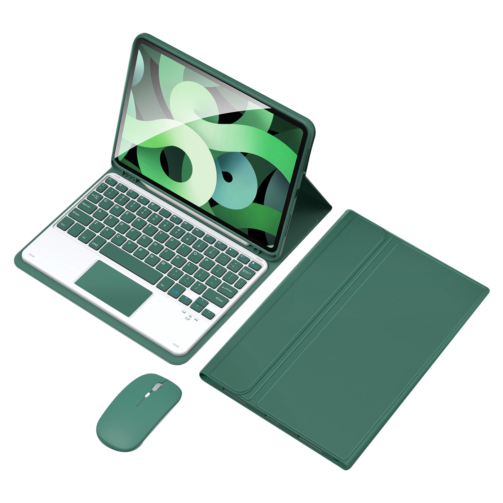 TP-1099 For iPad 10.9 (2022) Wireless Keyboard Case with Mouse, PU Leather Folio Flip Cover Bluetooth Keyboard Case