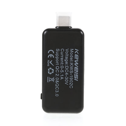 KWS-1902C Type-C Interface USB Multi-function Tester Portable Mini Tester Current/Voltage Detector with LED Screen