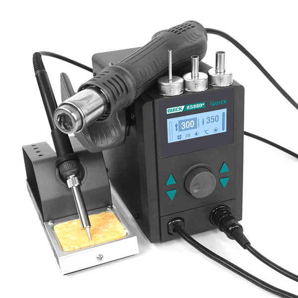 QUICK 8586D+ 110V 858D+ and 936A 2-in-1 Rework Station Hot Air Gun Soldering Station with LCD Digital Display
