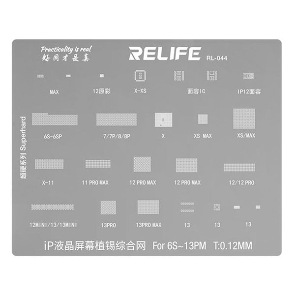 RELIFE RL-044 LCD Screen/Original Color/Face IC Planting Tin Network Mesh for iPhone 6S - 13 Pro Max