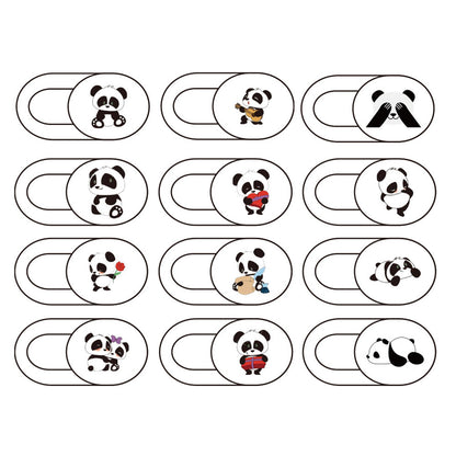 12Pcs / Set Cartoon Panda Pattern Laptop Tablet Phone Camera Privacy Protection Slider Cover Webcam Adhesive Cover
