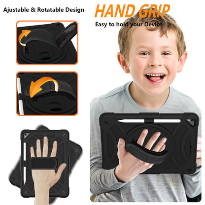 For iPad mini (2021) Shockproof Case Anti-Scratch Rotating Kickstand Case with Shoulder Strap Portable Silicone+PC Tablet Case