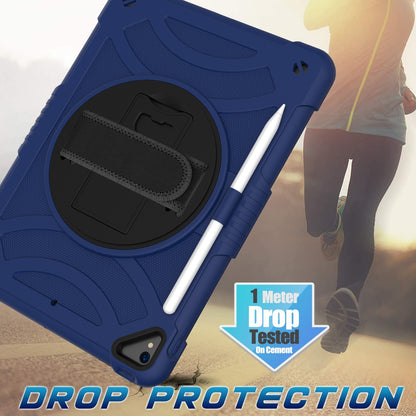 For iPad mini (2021) Shockproof Case Anti-Scratch Rotating Kickstand Case with Shoulder Strap Portable Silicone+PC Tablet Case