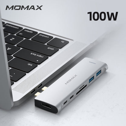MOMAX 7-in-1 Multi-function Converter Dual Type-C HUB Expander for MacBook Series Devices
