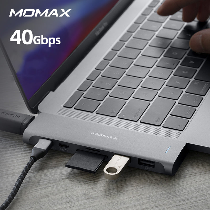 MOMAX 7-in-1 Multi-function Converter Dual Type-C HUB Expander for MacBook Series Devices
