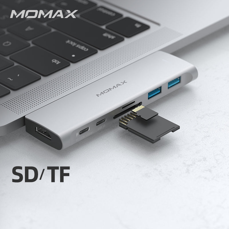 MOMAX 7-in-1 Multi-function Converter Dual Type-C HUB Expander for MacBook Series Devices